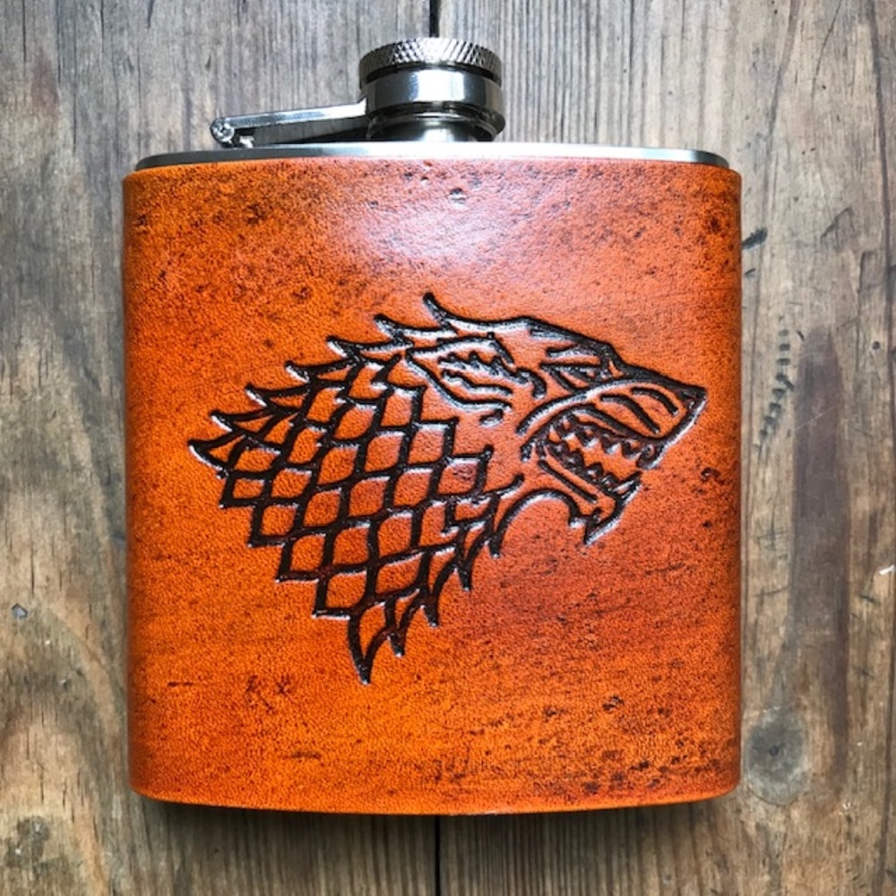 NEW Game of Thrones Stark Handmade Leather Flask